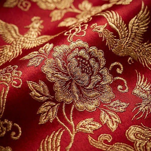 Red Wedding Brocade Swatch