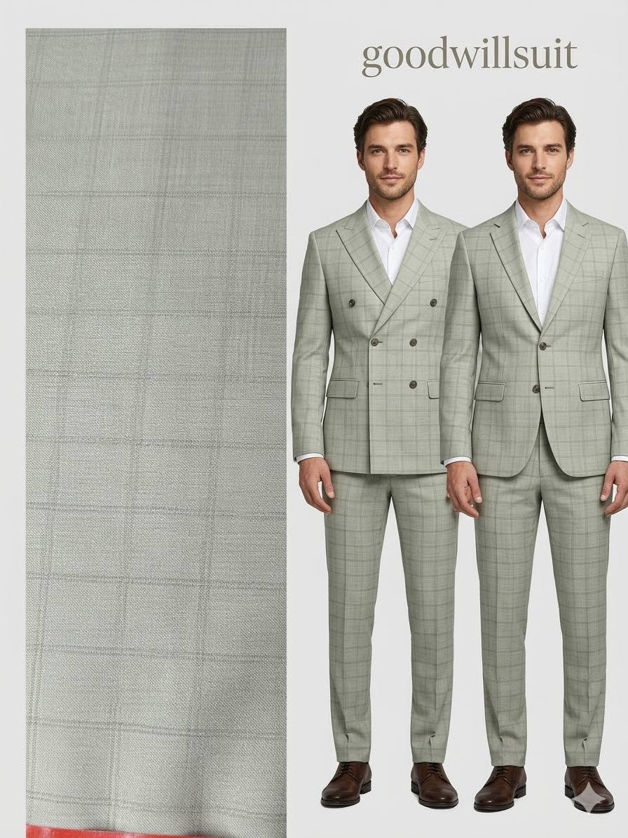 Slate blue sharkskin Italian wool fabric — executive choice suit look — Goodwill Suit